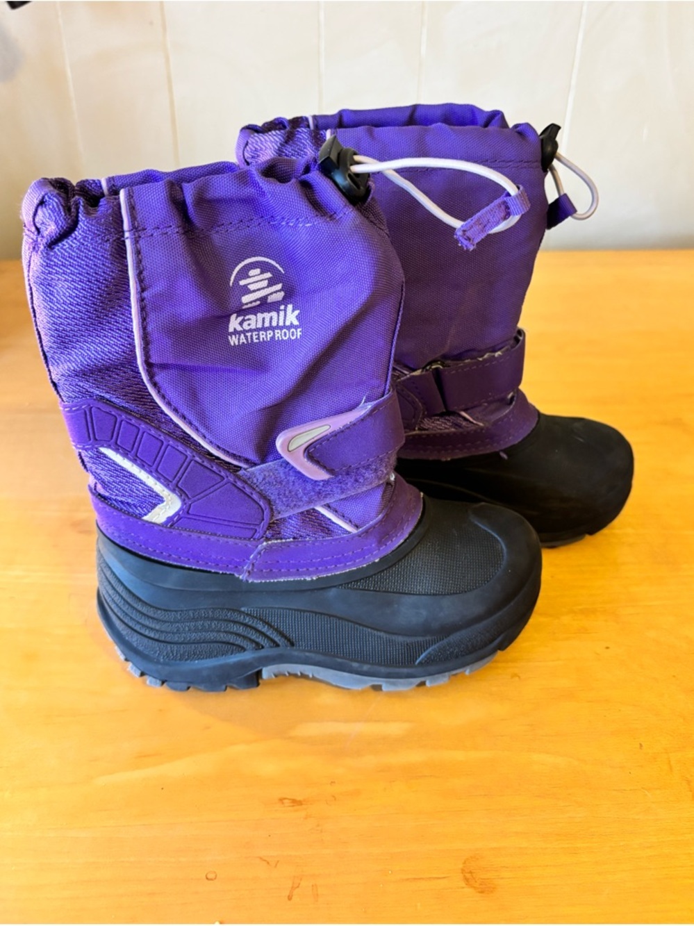 Kamik Purple and Black Waterproof Kids Snow Boots - Size 11